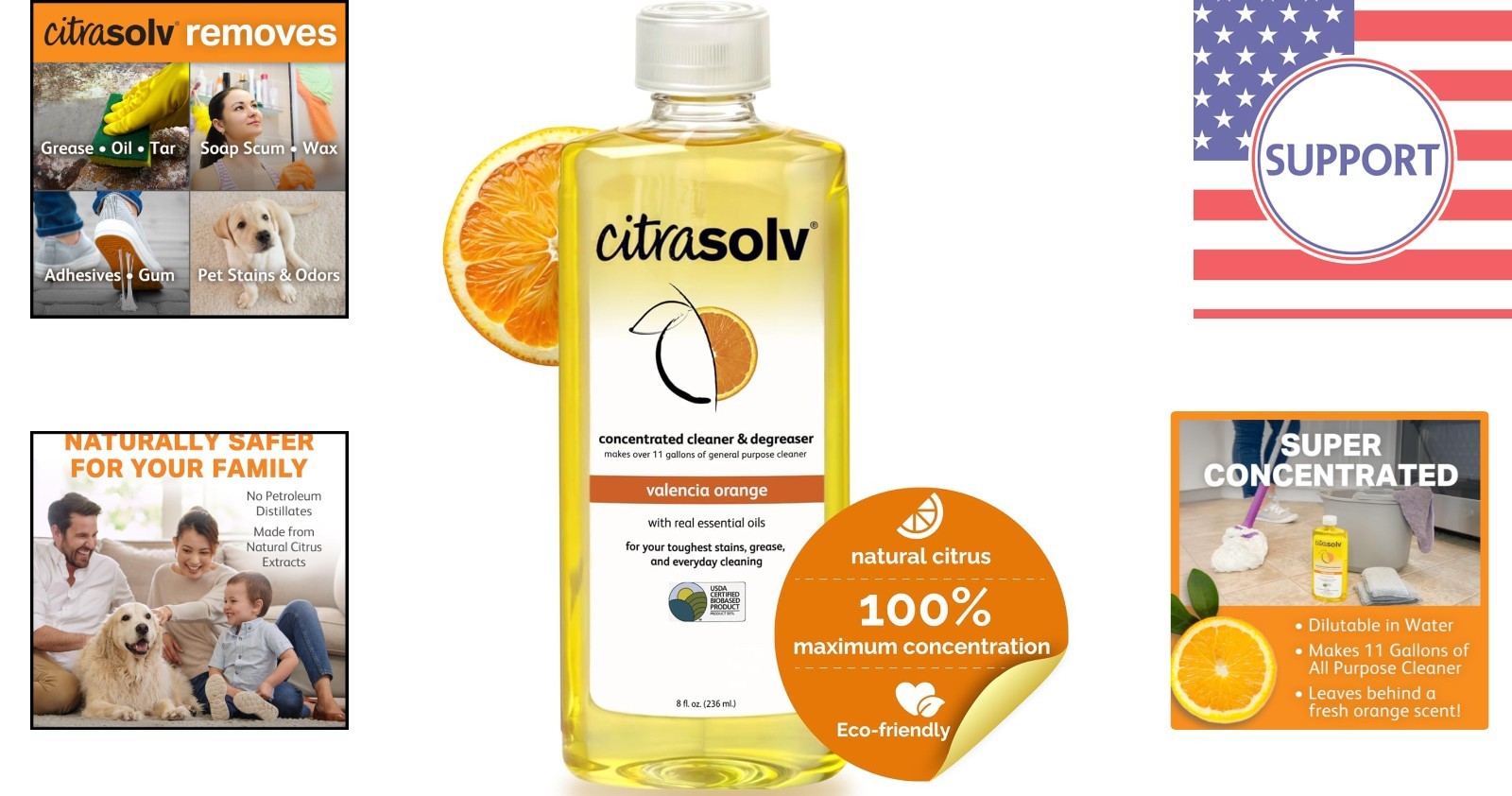 Valencia Orange Deodorizing Cleaner & Degreaser for Home & Outdoor Use 8 Fl Oz