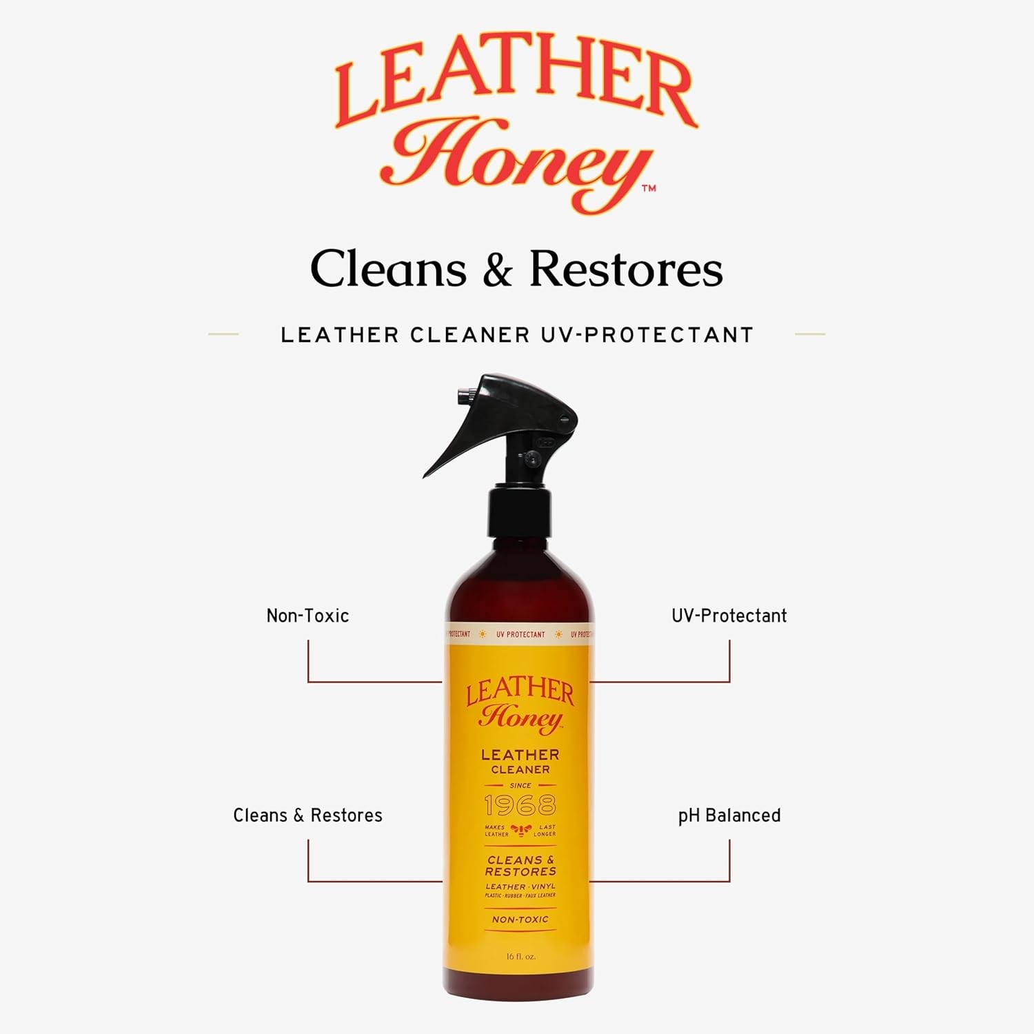 Leather Honey Leather Cleaner Spray UV Protectant Non-Toxic Made USA 8oz