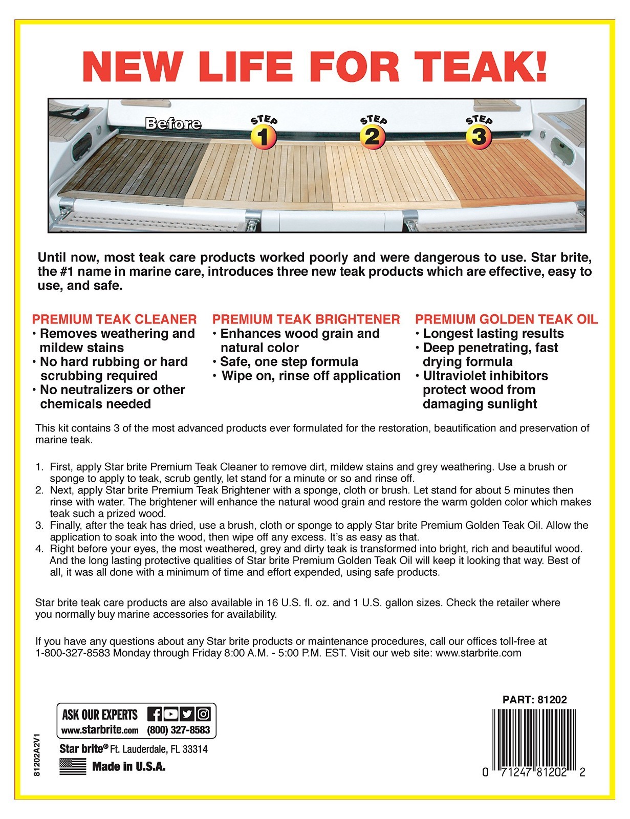 Teak Restoration Kit – Marine Grade Cleaner & Brightener for Decks, Furniture, B