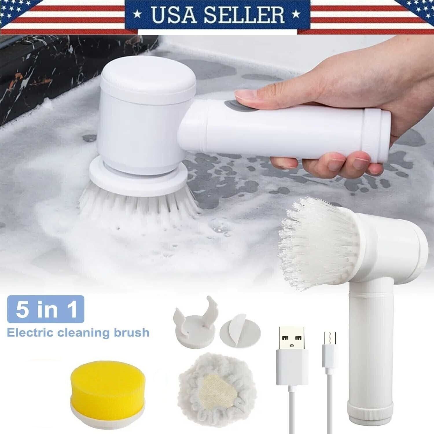 5 in 1 Electric Cleaning Brush Handheld Kitchen Cleaner Cordless Spin Scrubber