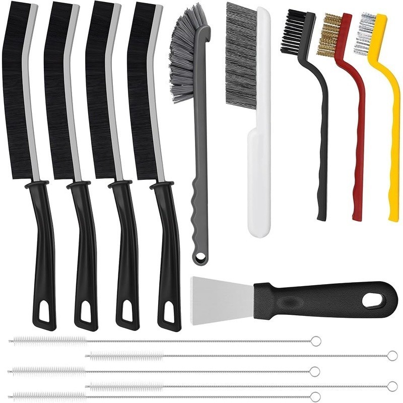 15 Piece Crevice Cleaning Brush Set Ergonomic Gap Tools Kitchen Bathroom Vehicle