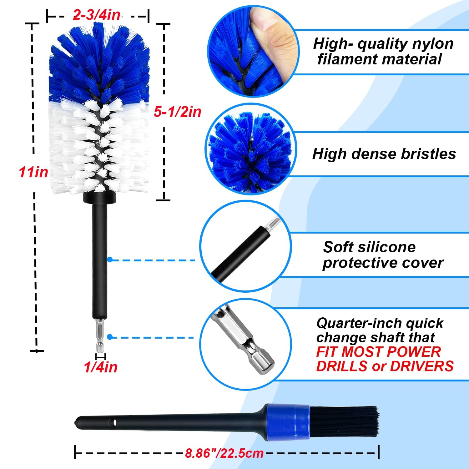 “Soft Drill Wheel Brush Kit for Rims, Tires, Engines – 2-Piece Cleaning Set”