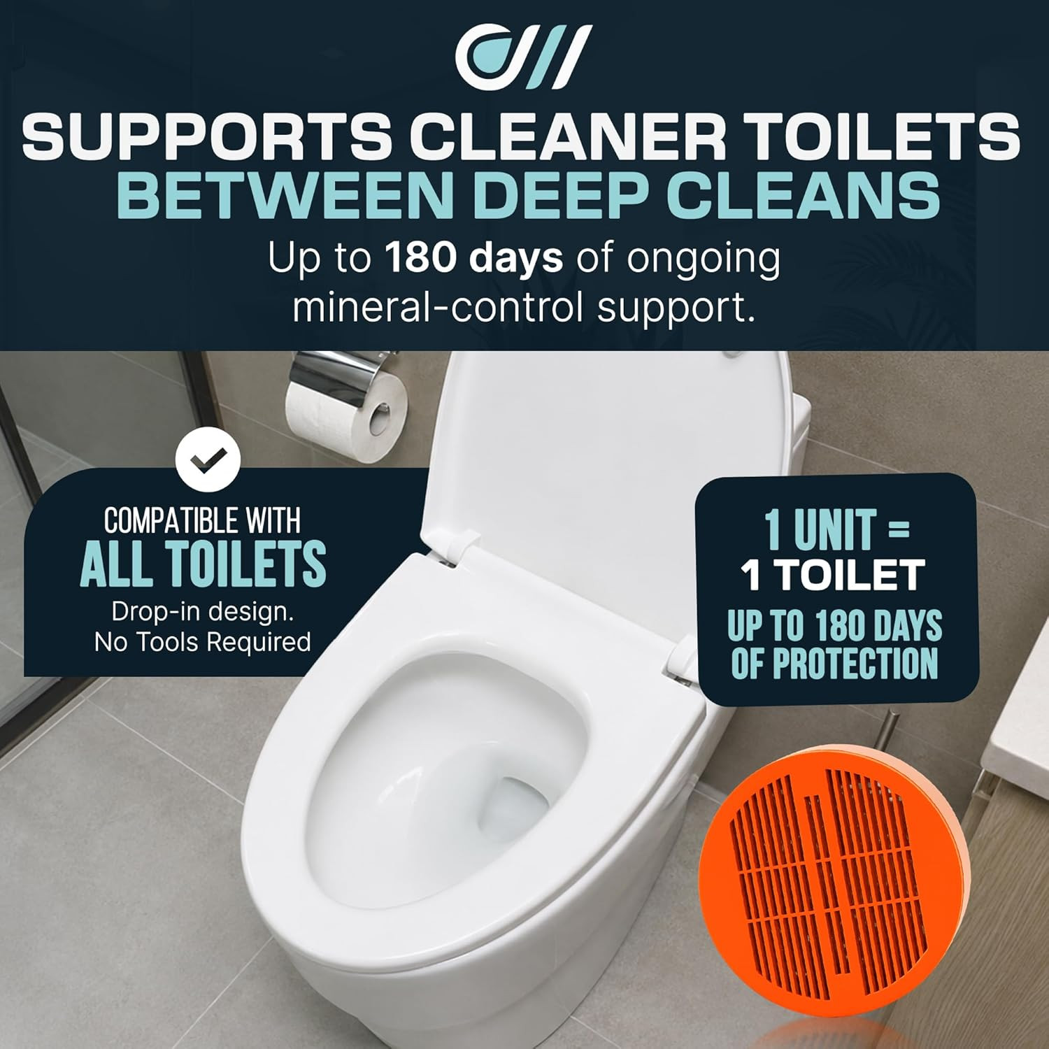 Toilet Guard Drop-In Tank Tablet (1 Tablet) | up to 180-Day Performance | Helps