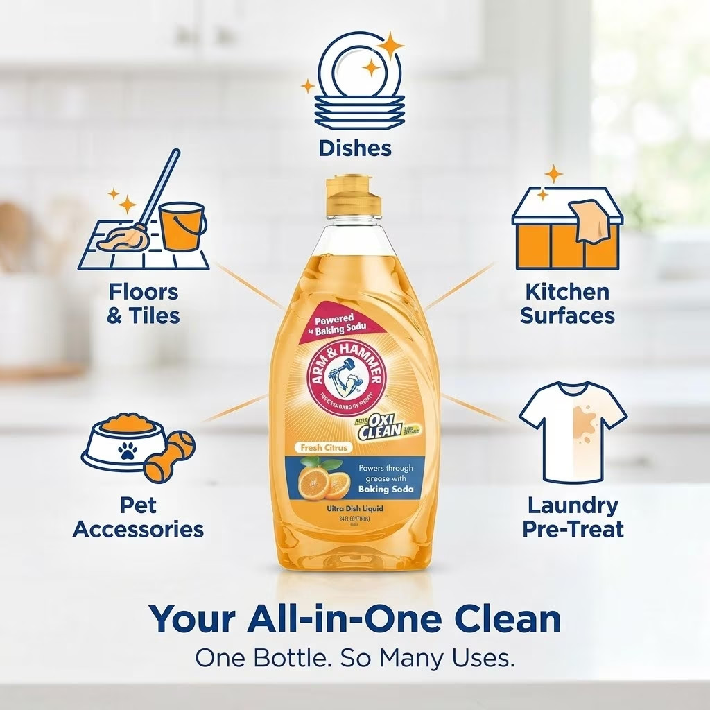 Arm & Hammer + Oxi Clean Ultra Dish Liquid Soap, Fresh Citrus, 115 oz