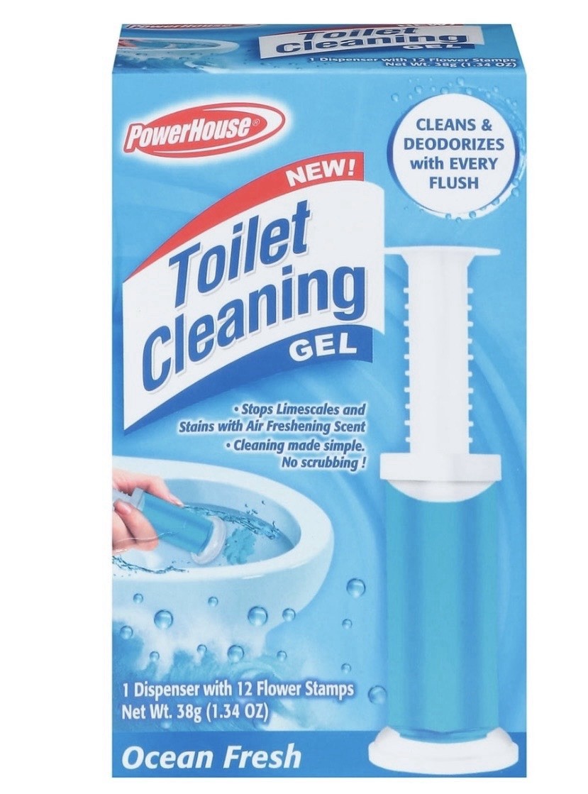 PowerHouse Toilet Cleaning Gel Ocean Fresh 1 Dispenser 12 Flower Stamps 38g