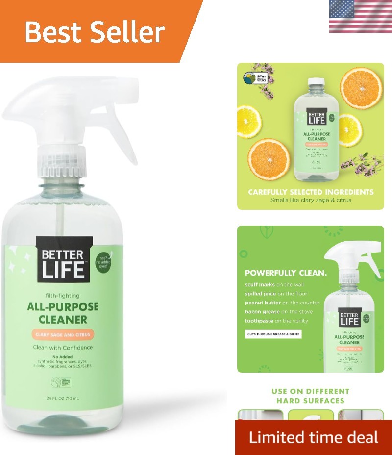 Powerful Multi-Surface Cleaner – 24oz Clary Sage & Citrus Spray For All Surfaces