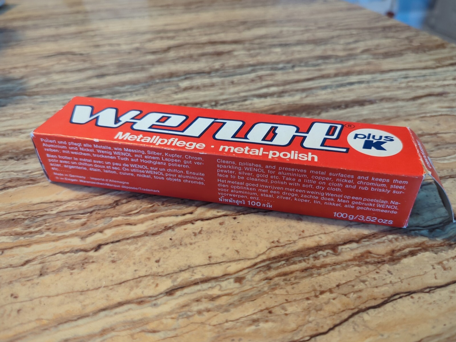 1 tube WENOL METAL POLISH CLEANER ALL FOR BRASS COPPER STAINLESS STEEL TUBE 100G