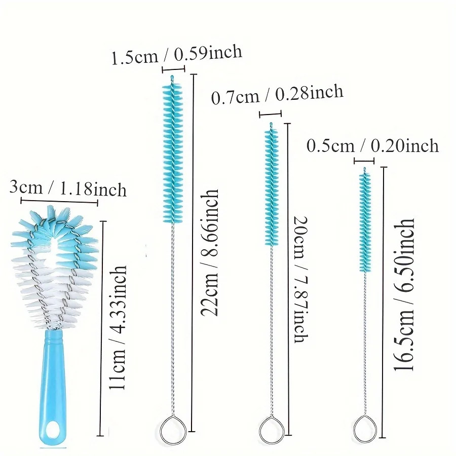 8-Pack Long Bottle Cleaning Brush Set for Wine & Thermos