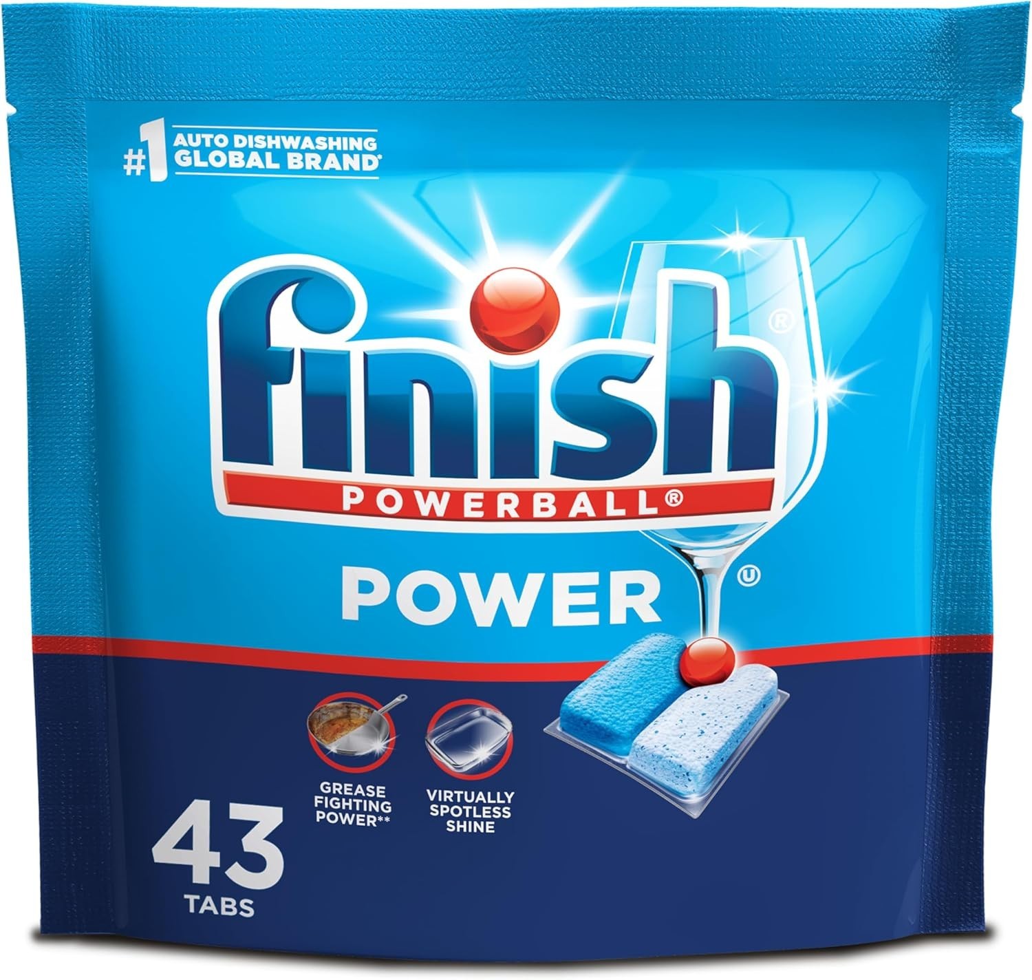 Finish Power Dishwasher Pods, No Pre-Rinse Dishwasher Detergent Soap 43ct