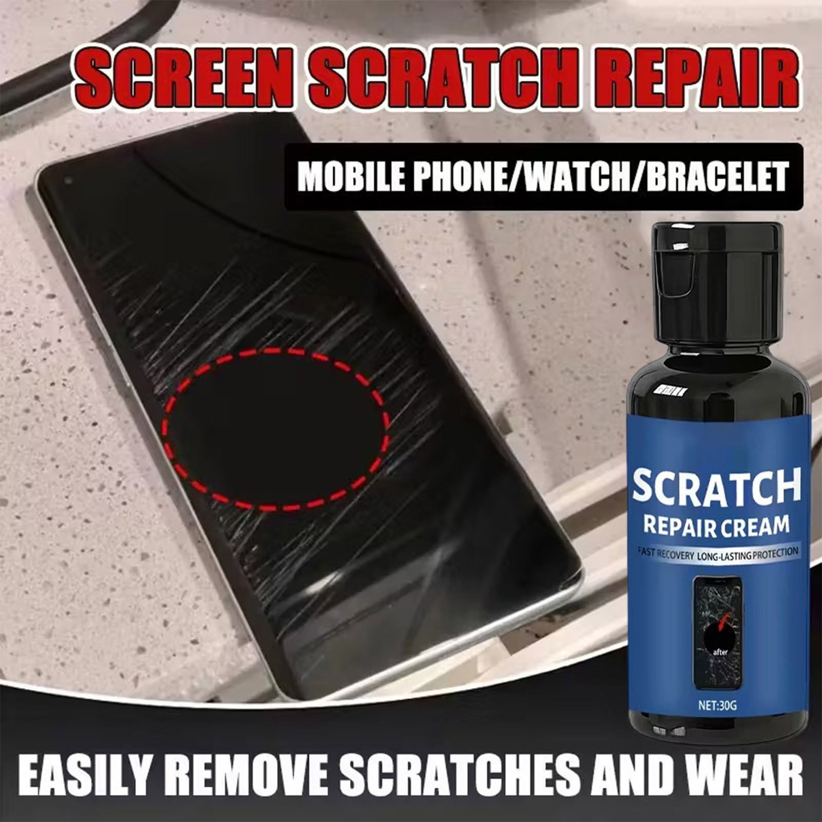 Screen Scratch Remover Polish Coating Cleaner Wax 30g Camera Len Scratch Remover