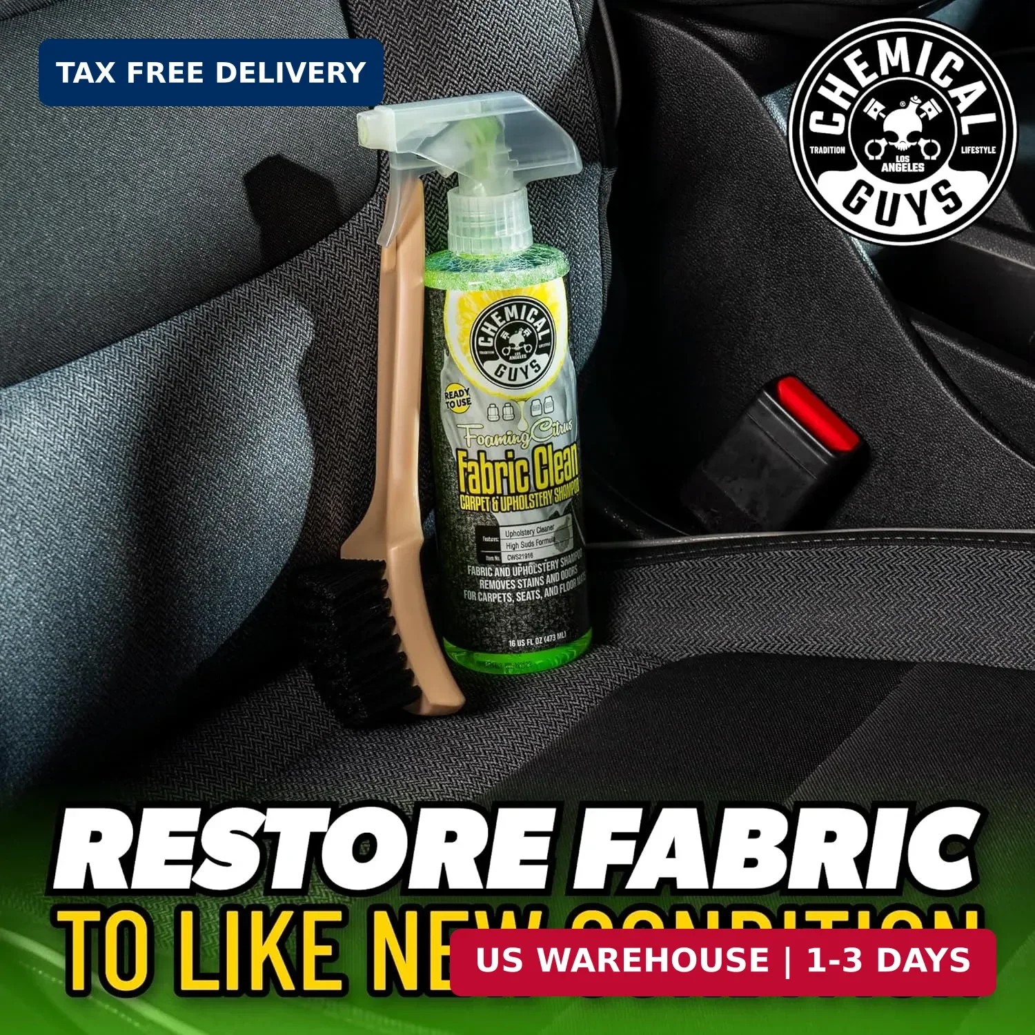 Chemical Guys Foaming Citrus Fabric Clean Carpet & Upholstery Cleaner – Car Carp