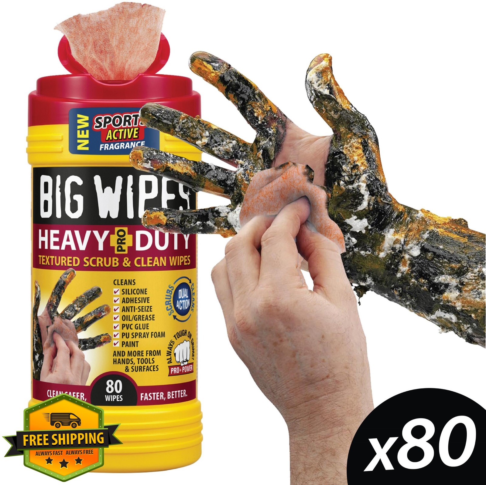 BIG WIPES heavy duty hand cleaner wipes, 80ct