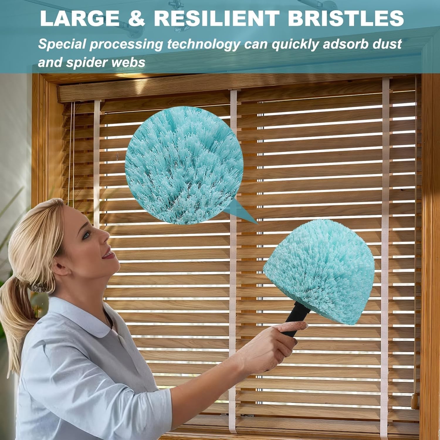 Cyan Twist-On Cobweb Duster Brush – 2 Pack for Indoor & Outdoor Cleaning