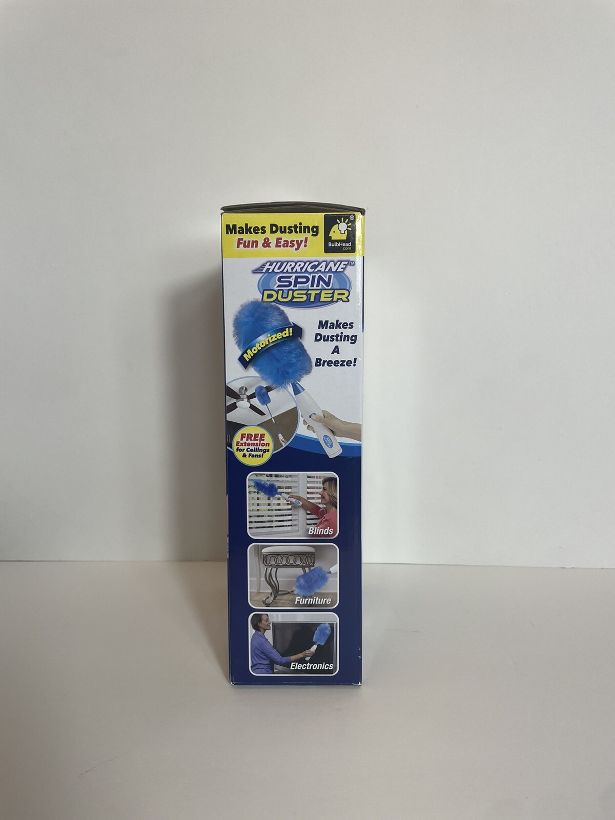 Hurricane Spin Duster Motorized Dust Wand w/3ft Extension For Ceiling Fans