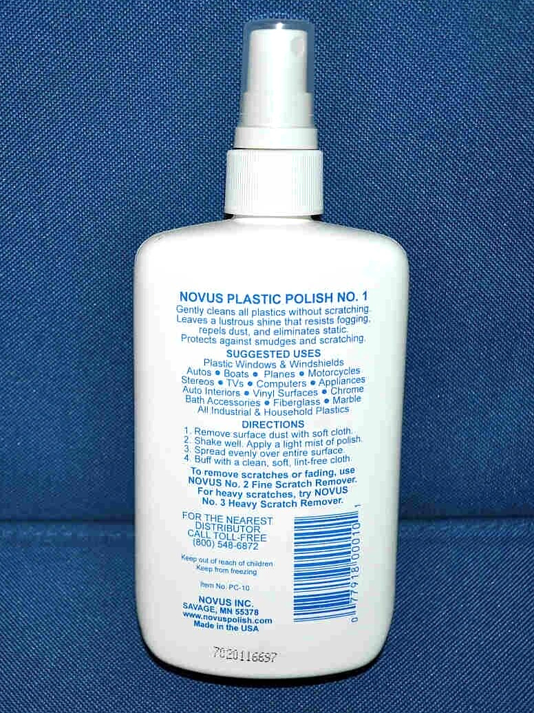 NOVUS #1 PLASTIC POLISH, CLEANER AND SCRATCH REMOVER 8OZ SPRAY BOTTLE