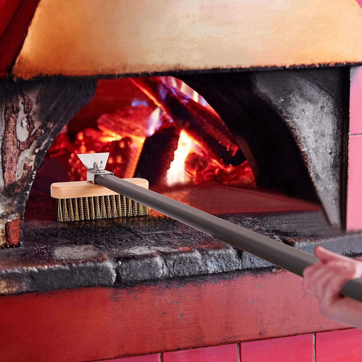 Pizza Oven Brush With Scraper Brass Bristles Pizza Brush For Pizza Oven 40.5ย…