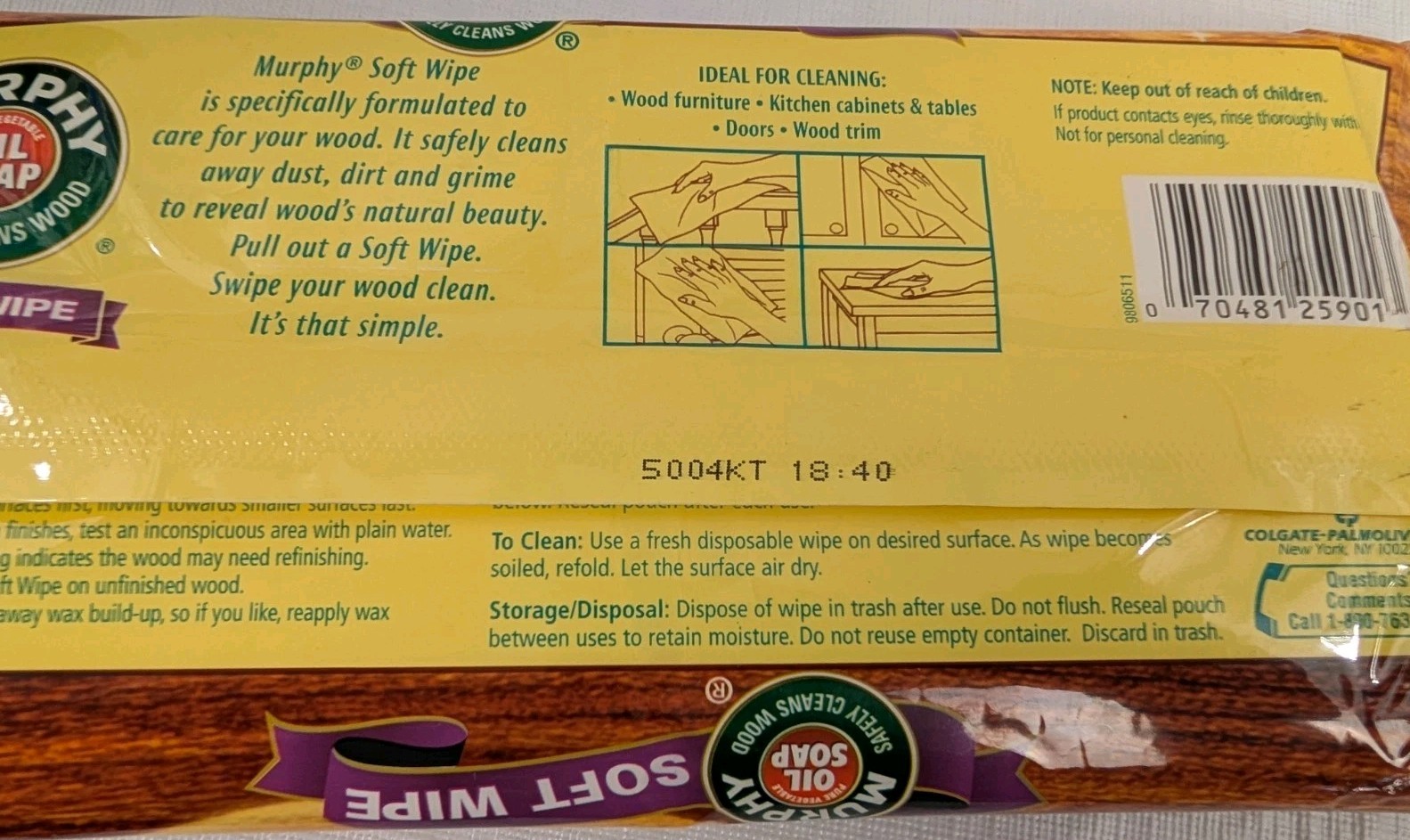 Murphy Soft Wipes Clean & Dust Multi-Use Wood Cleaner 18 Large Wipes New Sealed