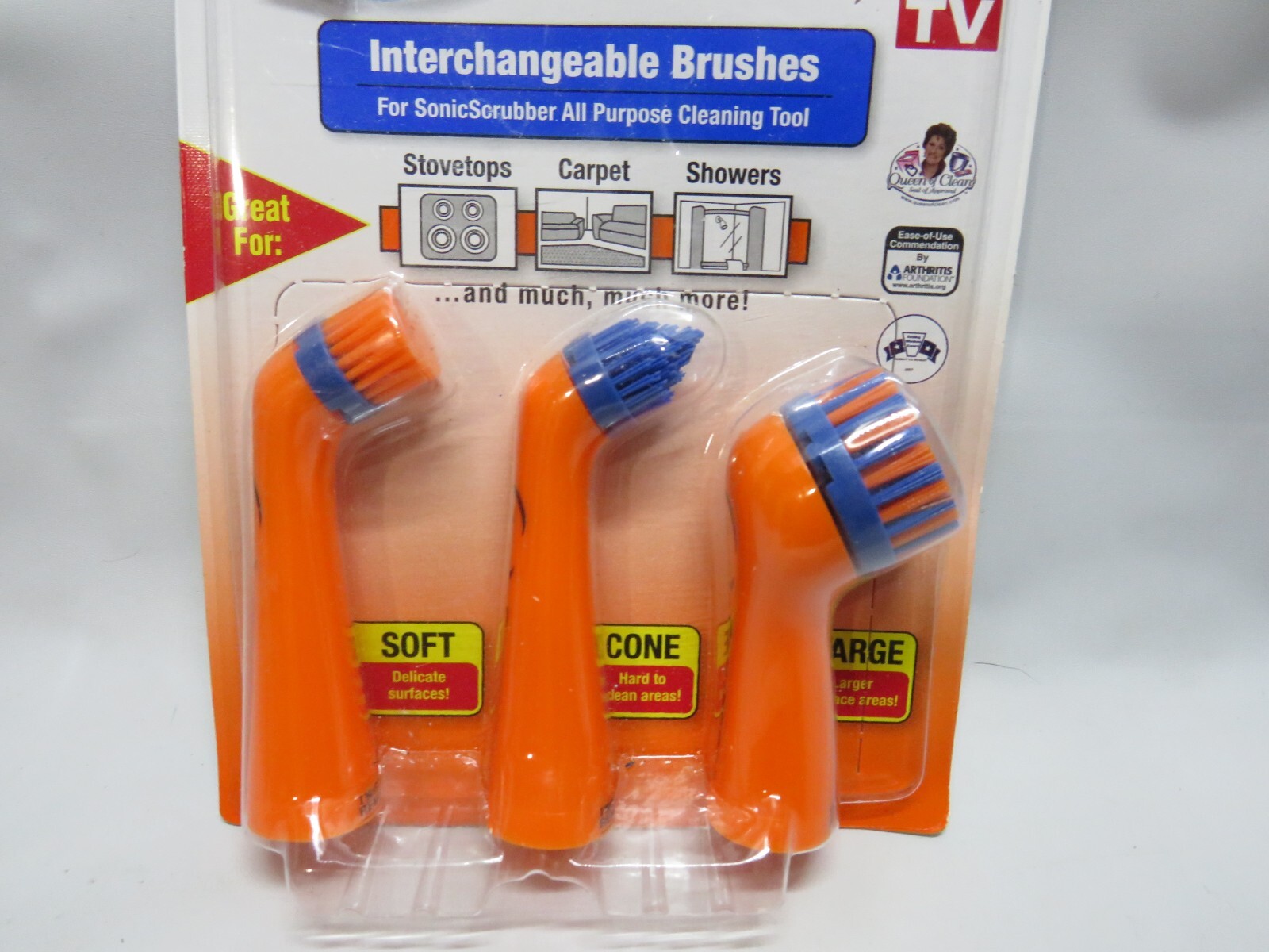 Sonic Scrubber Power Cleaner Interchangeable Brushes (3) All Purpose Household 