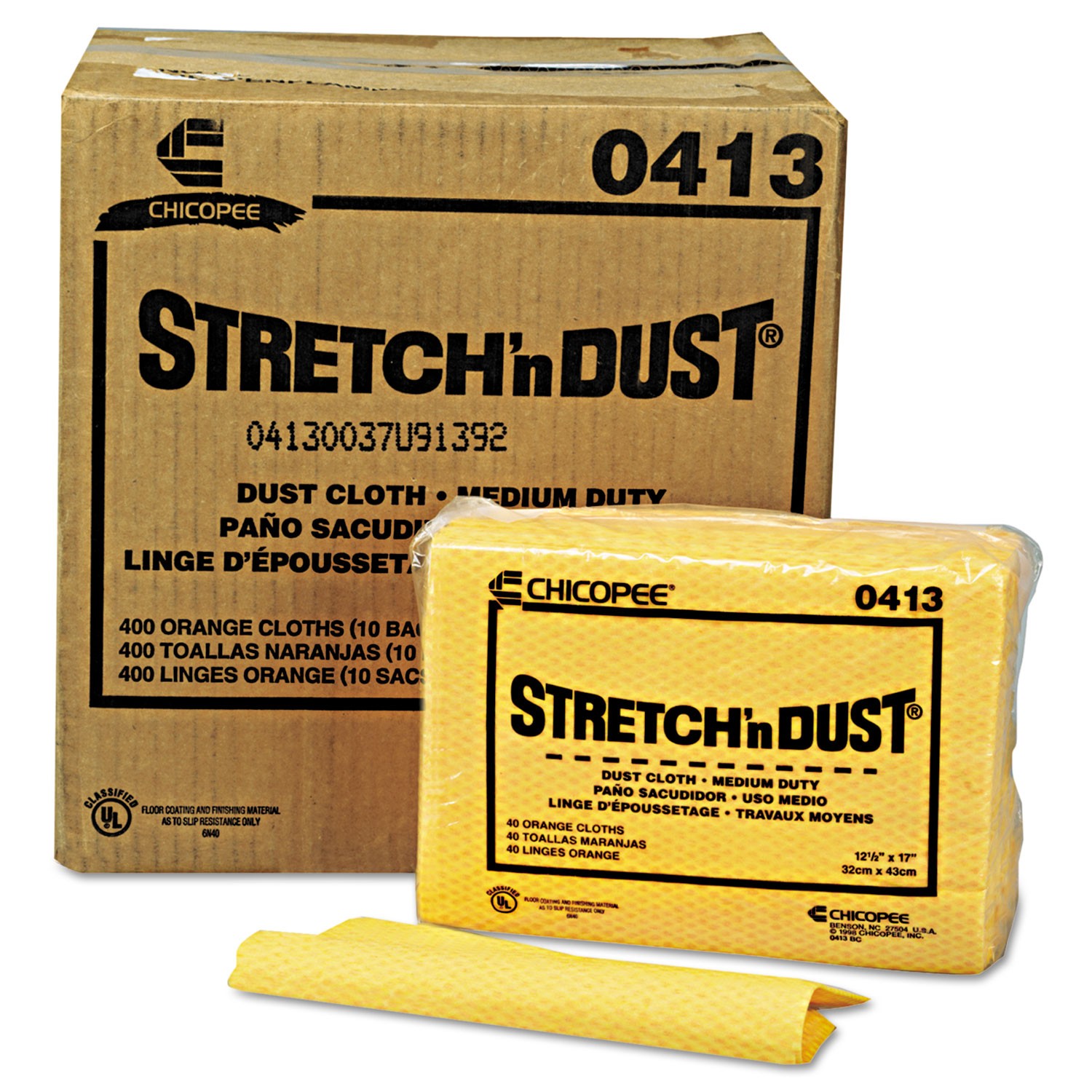 Stretch ‘n Dust Cloths, 12.6 x 17, Yellow, 40/Pack, 10 Packs/Carton
