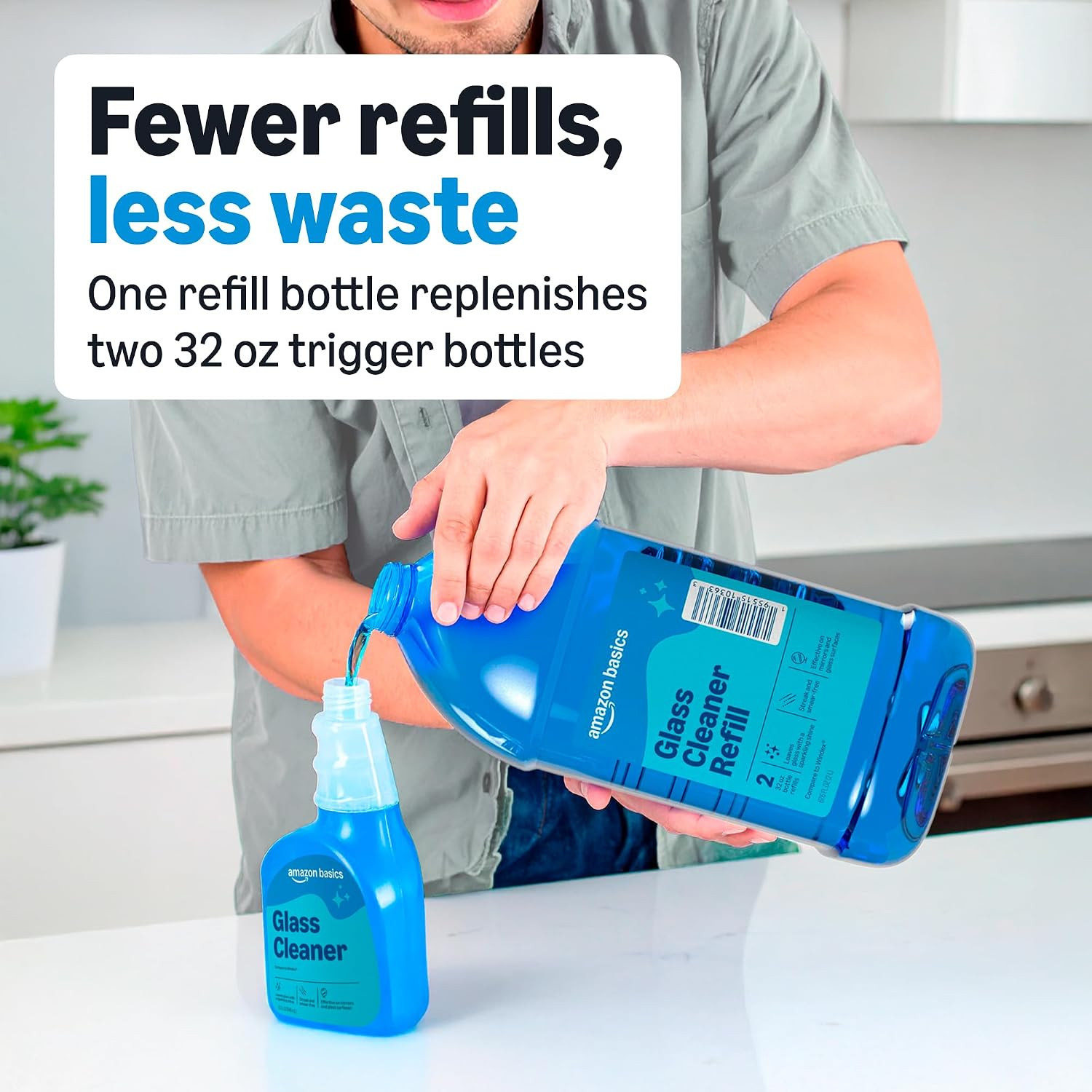 Amazon Basics Glass Cleaner Refill, Streak-Free, Cleans Windows and Mirrors with