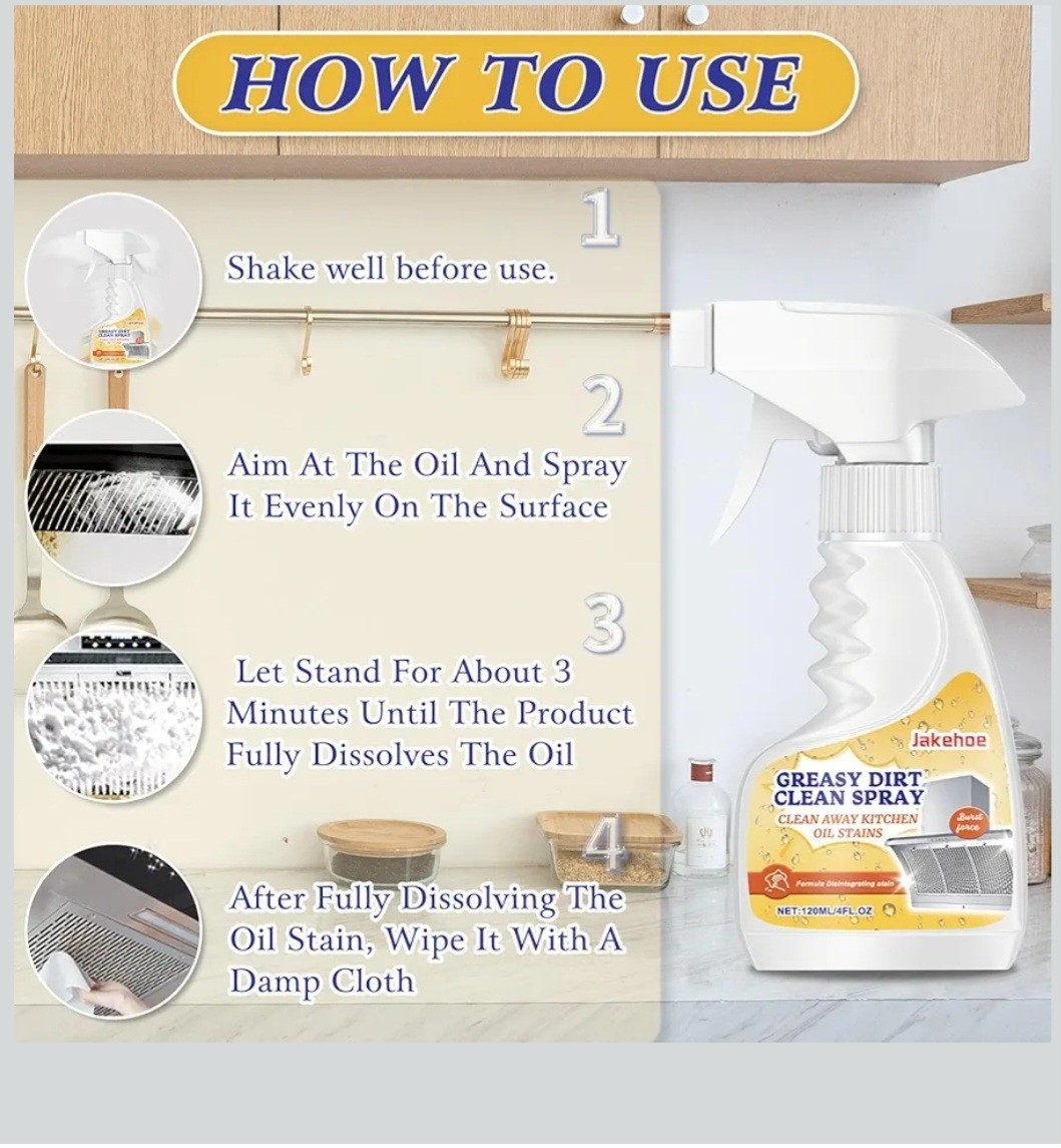 4 Pack Heavy Duty Kitchen Degreaser Spray 8x120ml (4oz) All Purpose Cleaner