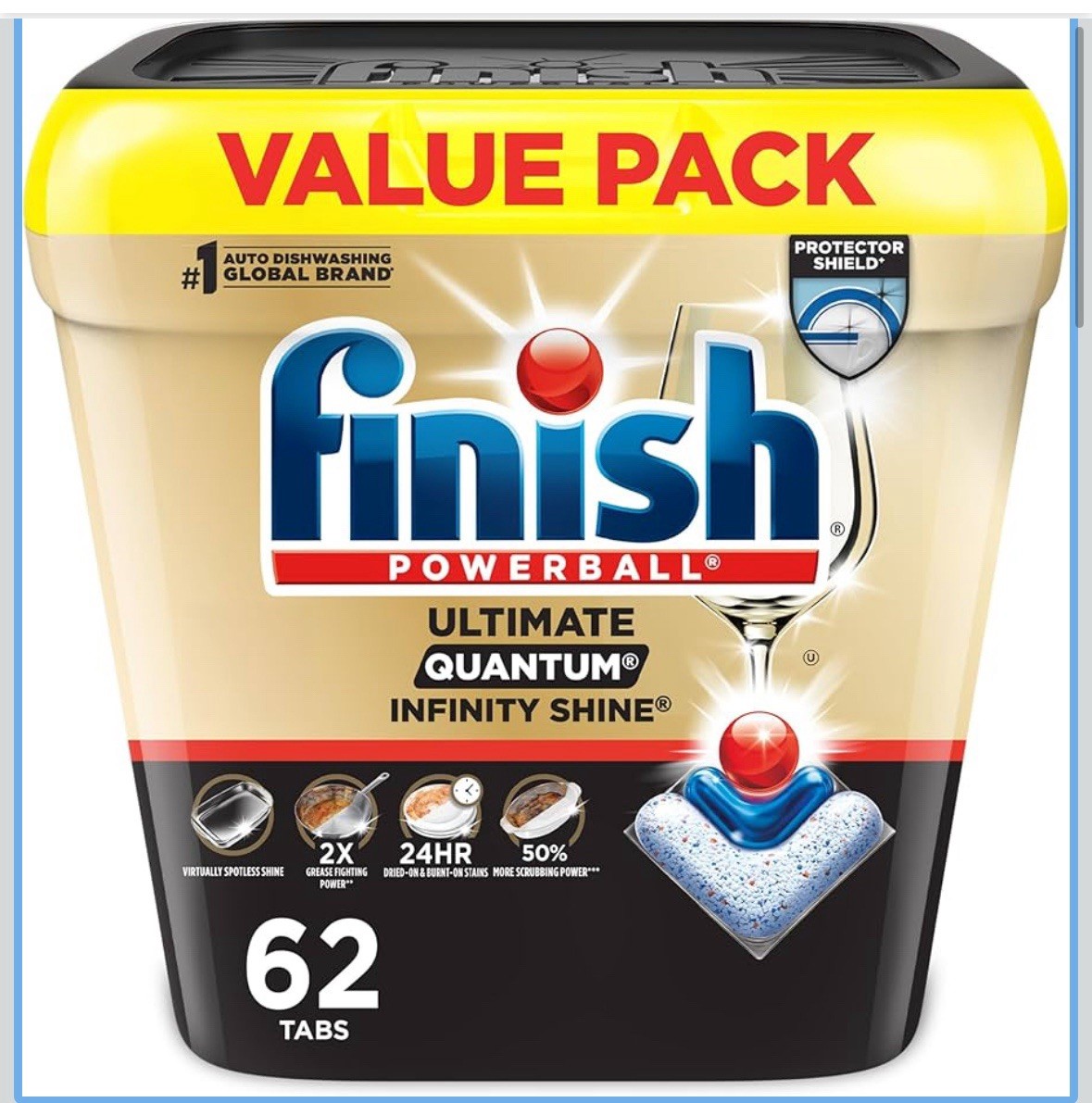 LOT (3) Finish Ultimate Infinity Shine Dishwasher 62 Pods, (186 PODS TOTAL)