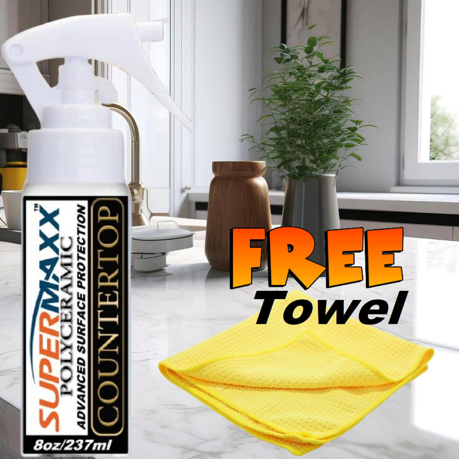 STONE SEALER GRANITE MARBLE QUARTZ COUNTERTOP PROTECTION STAINLESS CERAMIC SPRAY