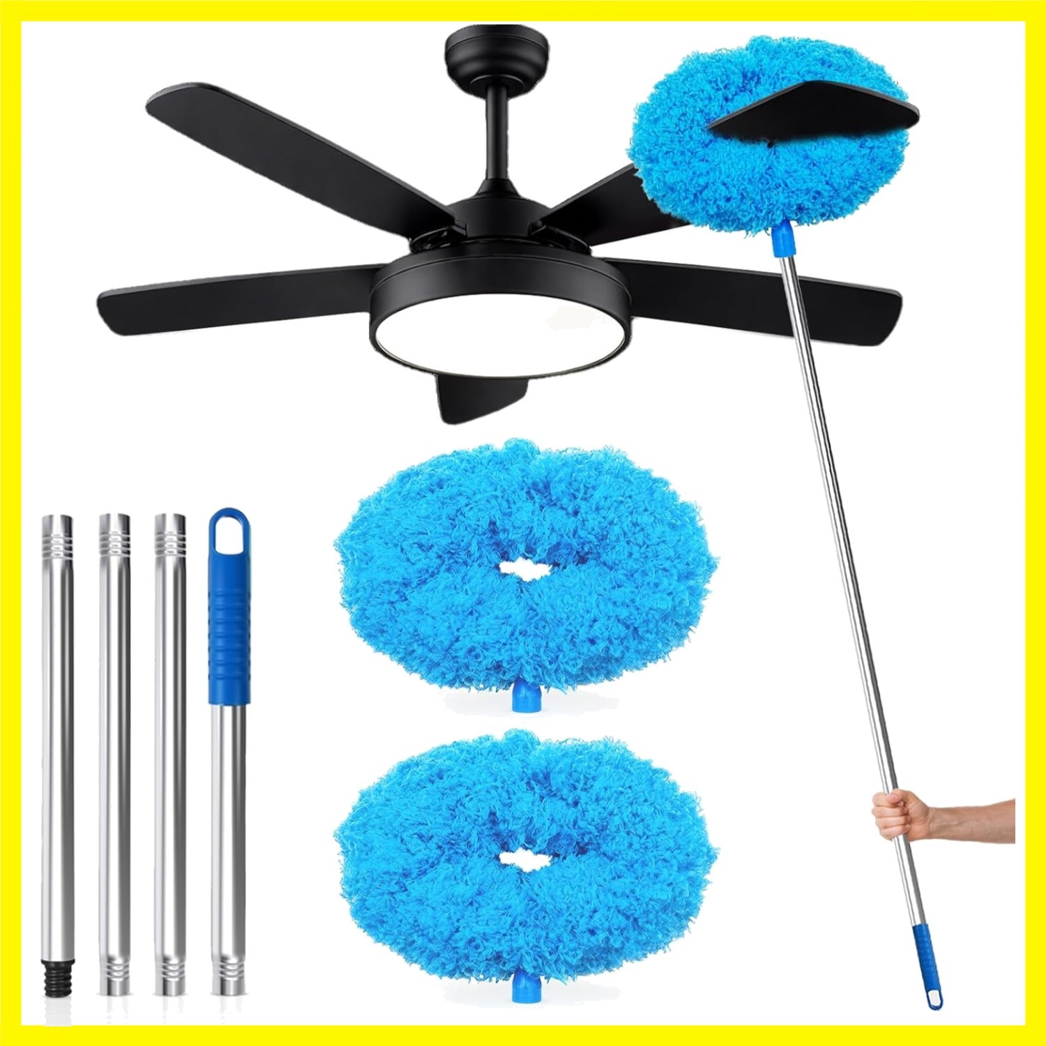 Ceiling Fan Cleaner Duster with Extension Pole, 12 to 51 Inch Duster Length, …