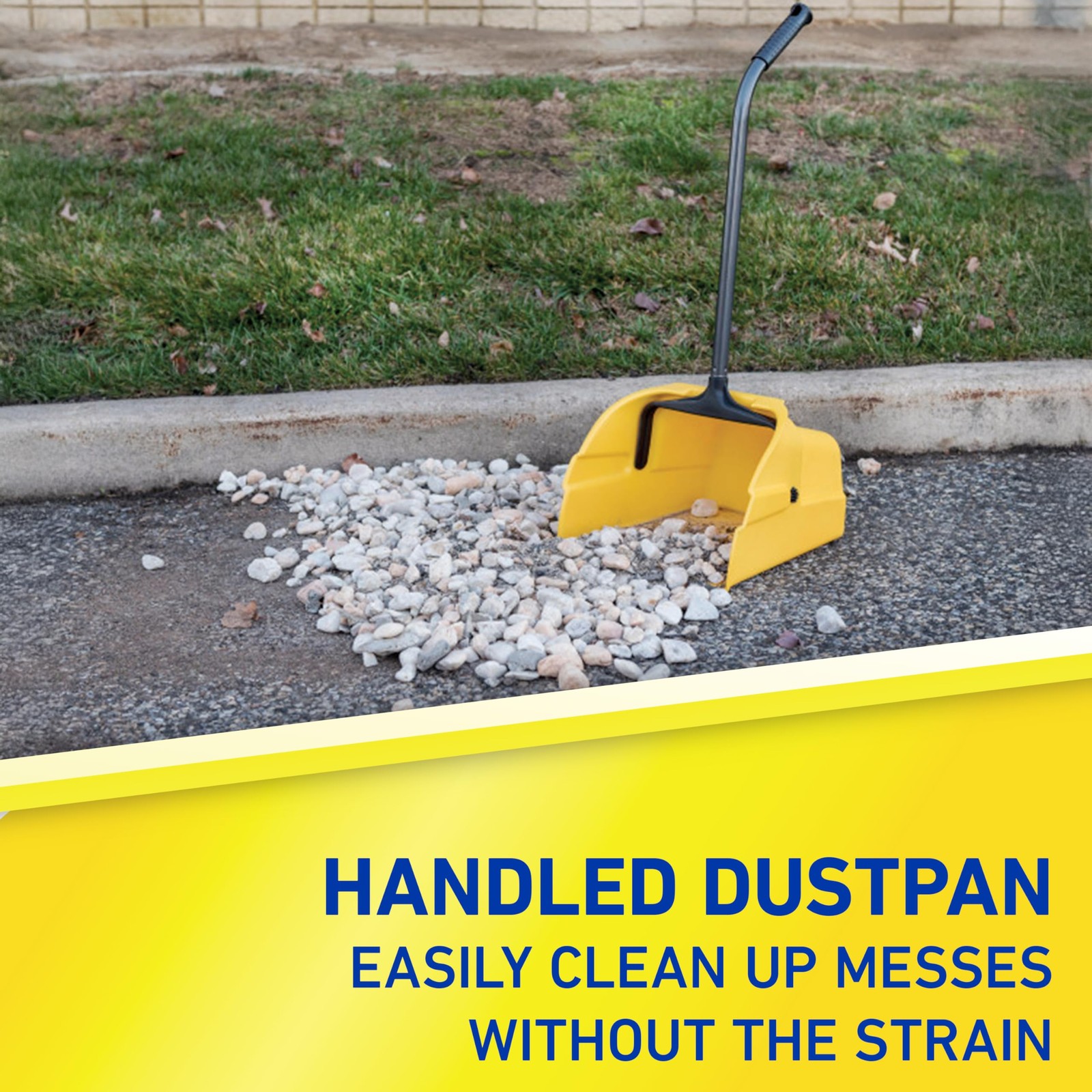 Quickie Debris Dustpan with Handle, Jumbo Pan, Trash 1-Pack, Yellow