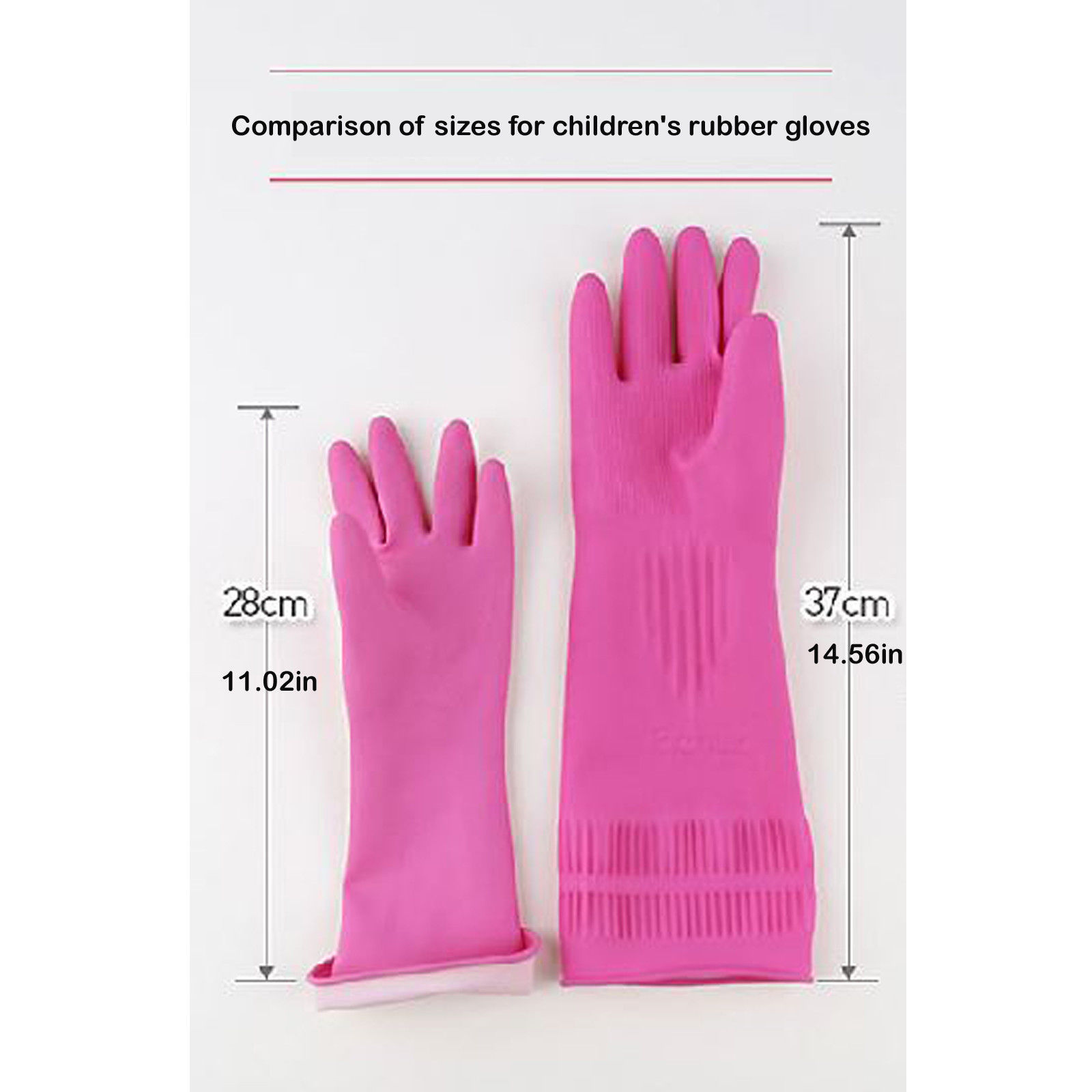 KIDS Rubber Gloves Pink Children Dishwashing Cleaning Play Kitchen School 1 Set