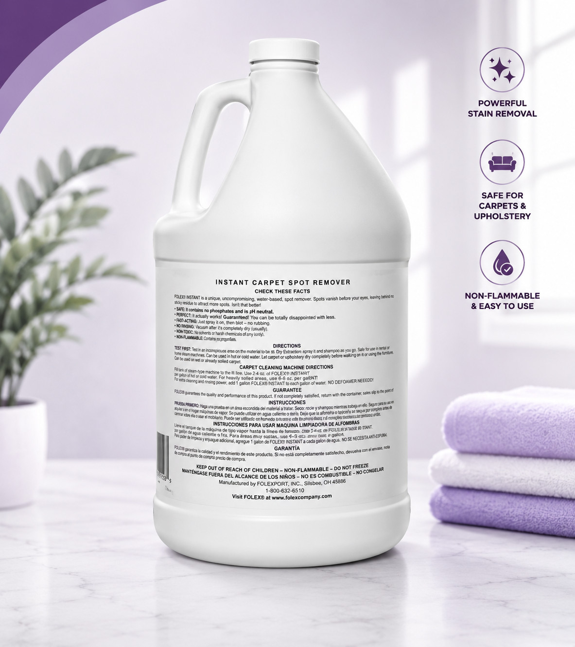 Folex Instant Carpet Spot Remover 1 Gallon Carpet & Upholstery Stain Cleaner
