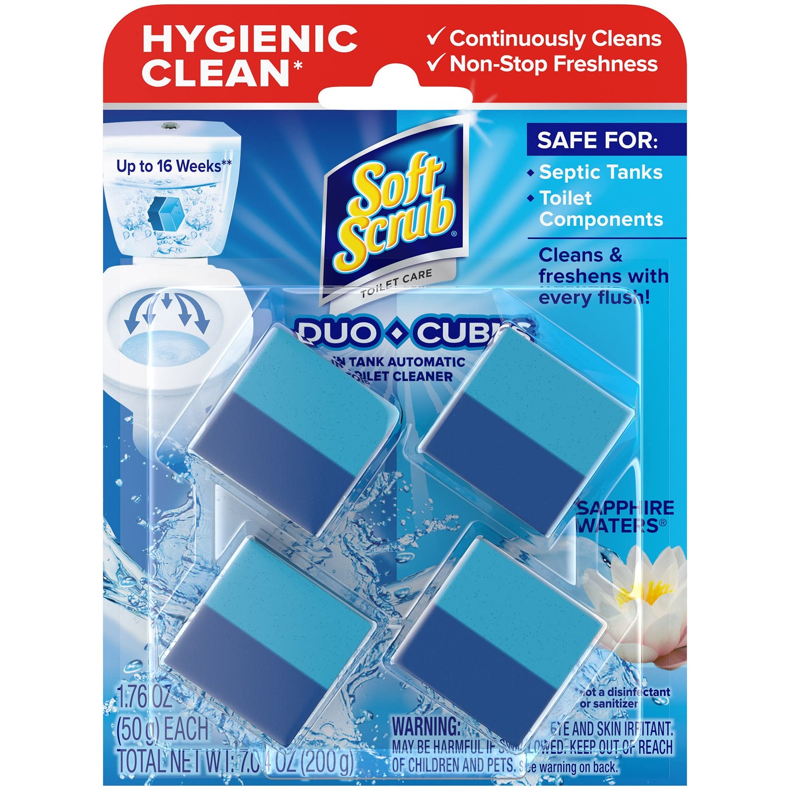 Soft Scrub Duo Cubes Sapphire Waters Toilet Cleaner Pack Of 4 Freshens Stains