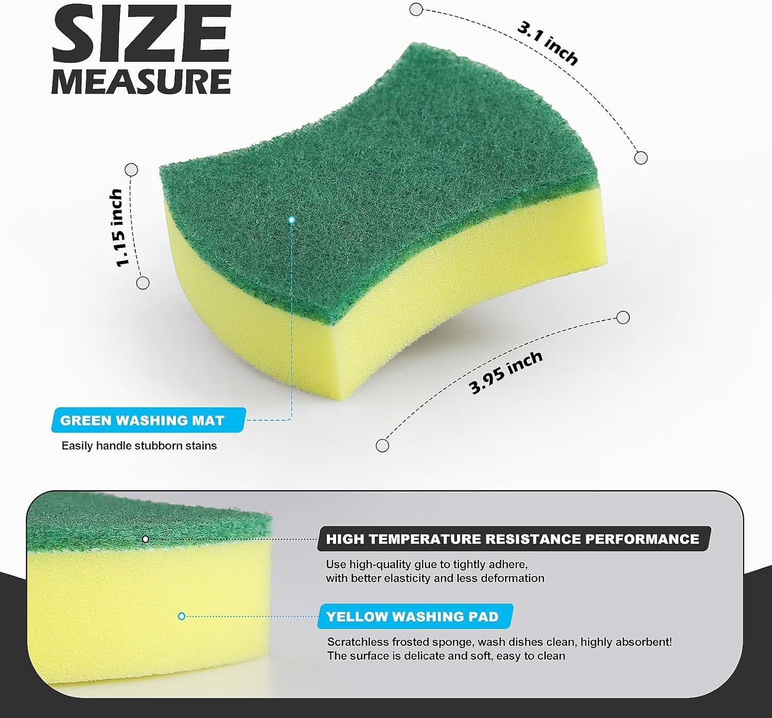 Kitchen Cleaning Sponges 96 Pack Non-Scratch Eco Microfiber Soft Yellow Color