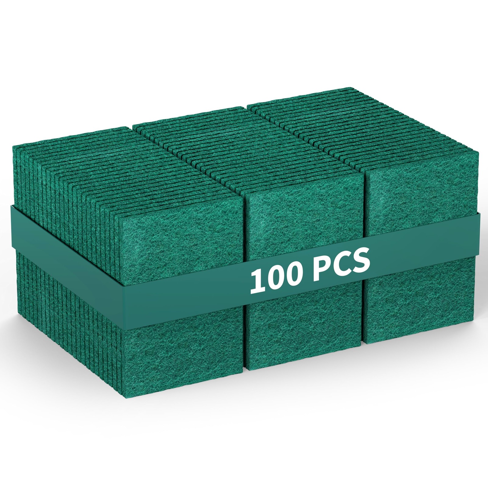 100 Pack Heavy Duty Scouring Pads 3×4 Inch – Green Scrubbing Pads, Non Scratc…
