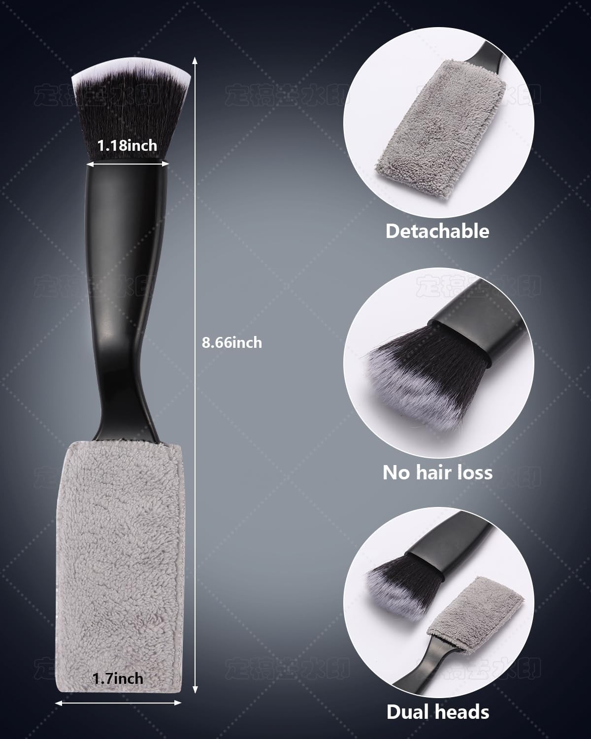3 PCS Interior Detail Kit – 2 Soft Bristle Brushes & 1 Double Head 2-in-1 Duster