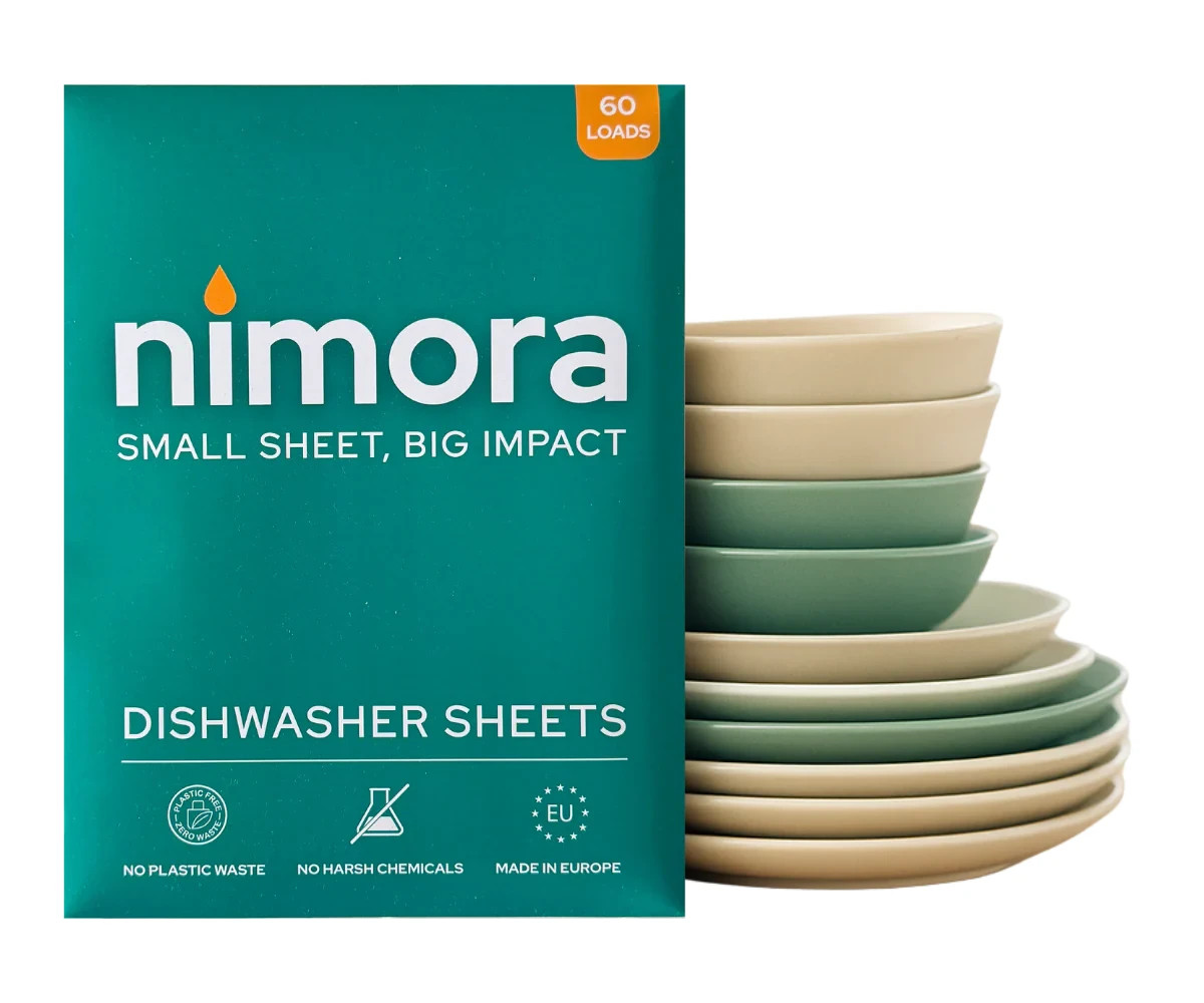 Nimora Dishwasher Sheets 60 Loads Plant Based Plastic Free Dishwasher Detergent