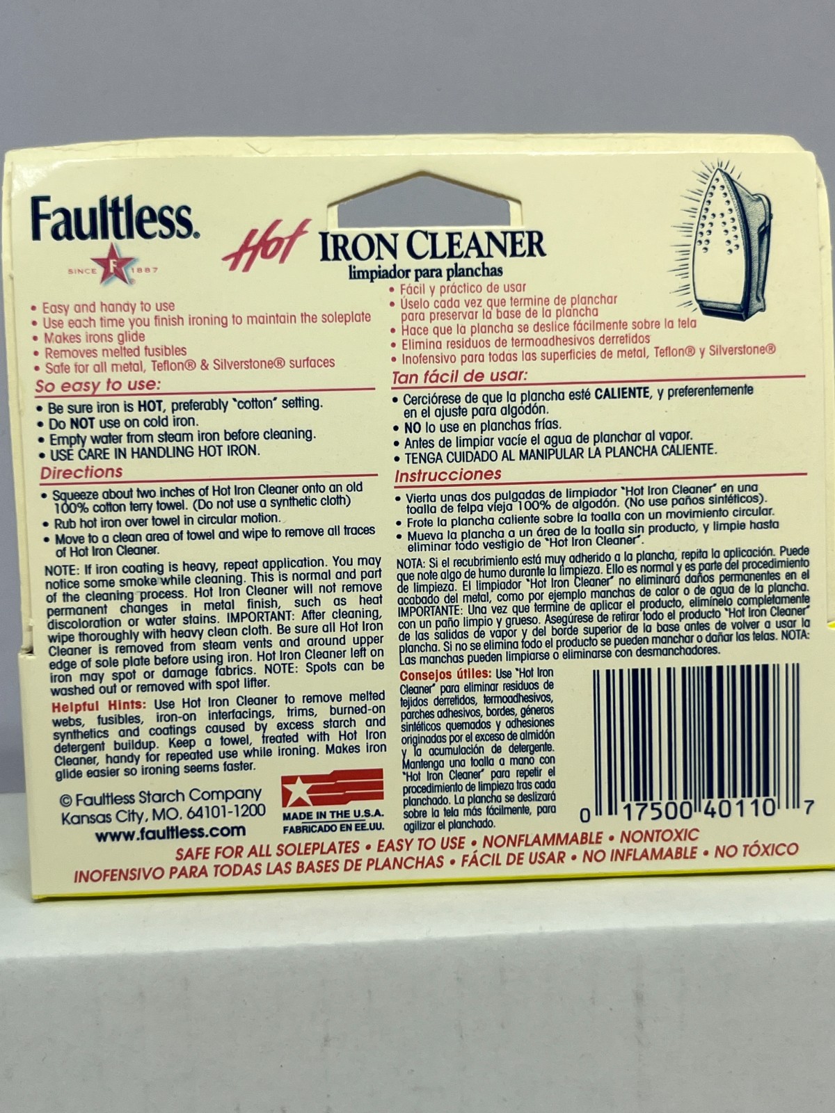NEW Faultless Starch 40110 Faultless Hot Iron Cleaner 1oz ( 28 Grams)
