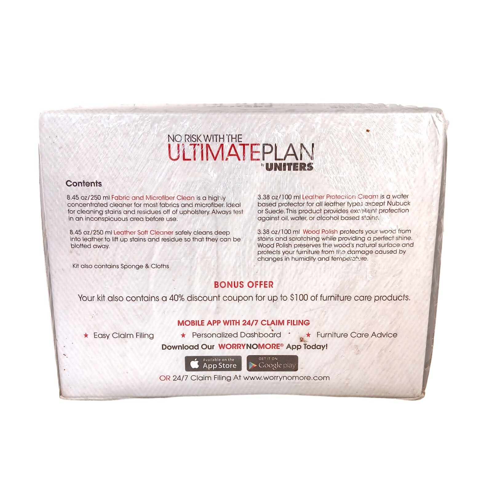 Worry No More Wood Leather Fabric Furniture Protection & Cleaning Kit by UNITERS