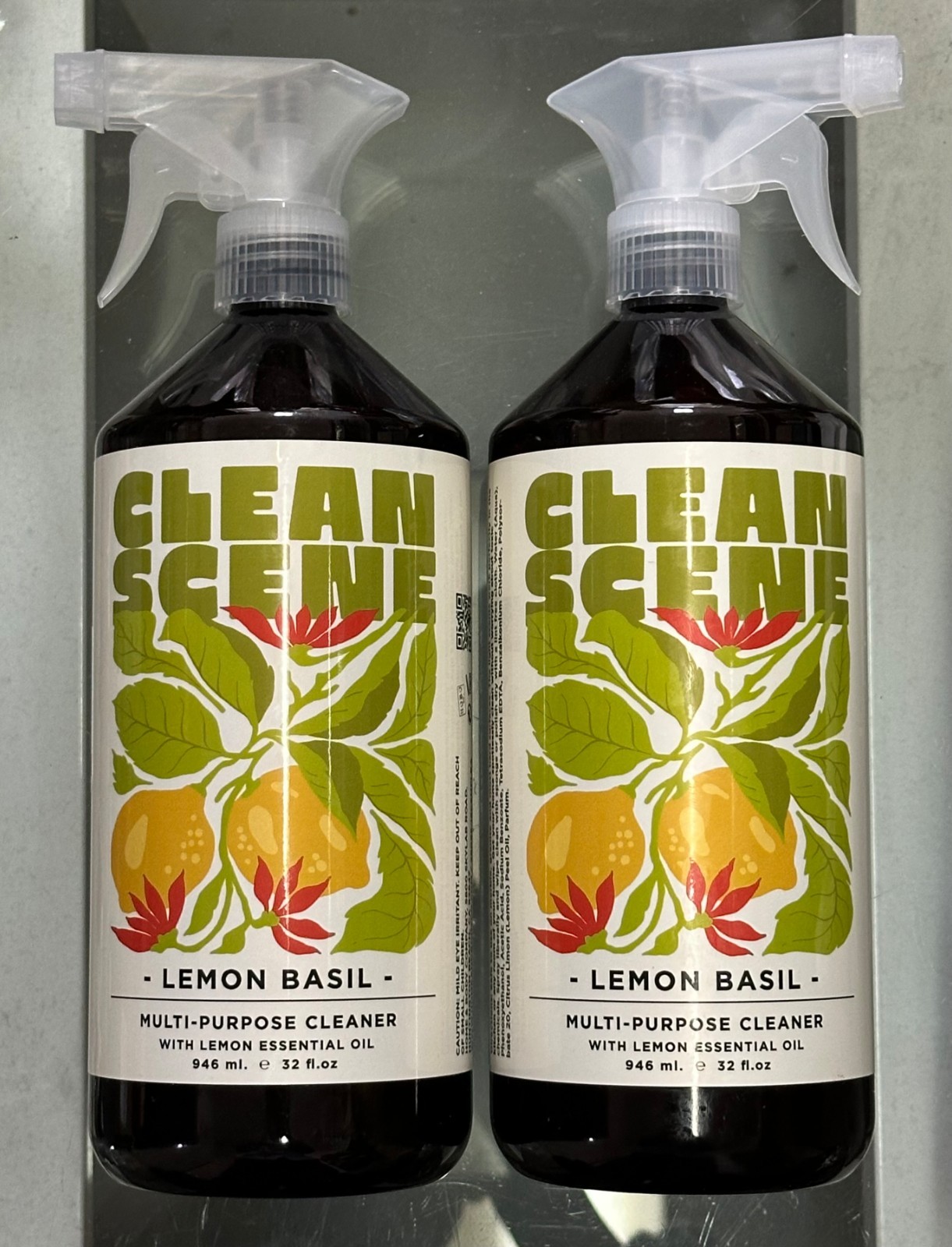(2-Pack) CLEAN SCENE Kitchen Multi Purpose REFRESHER & CLEANER ~ LEMON BASIL