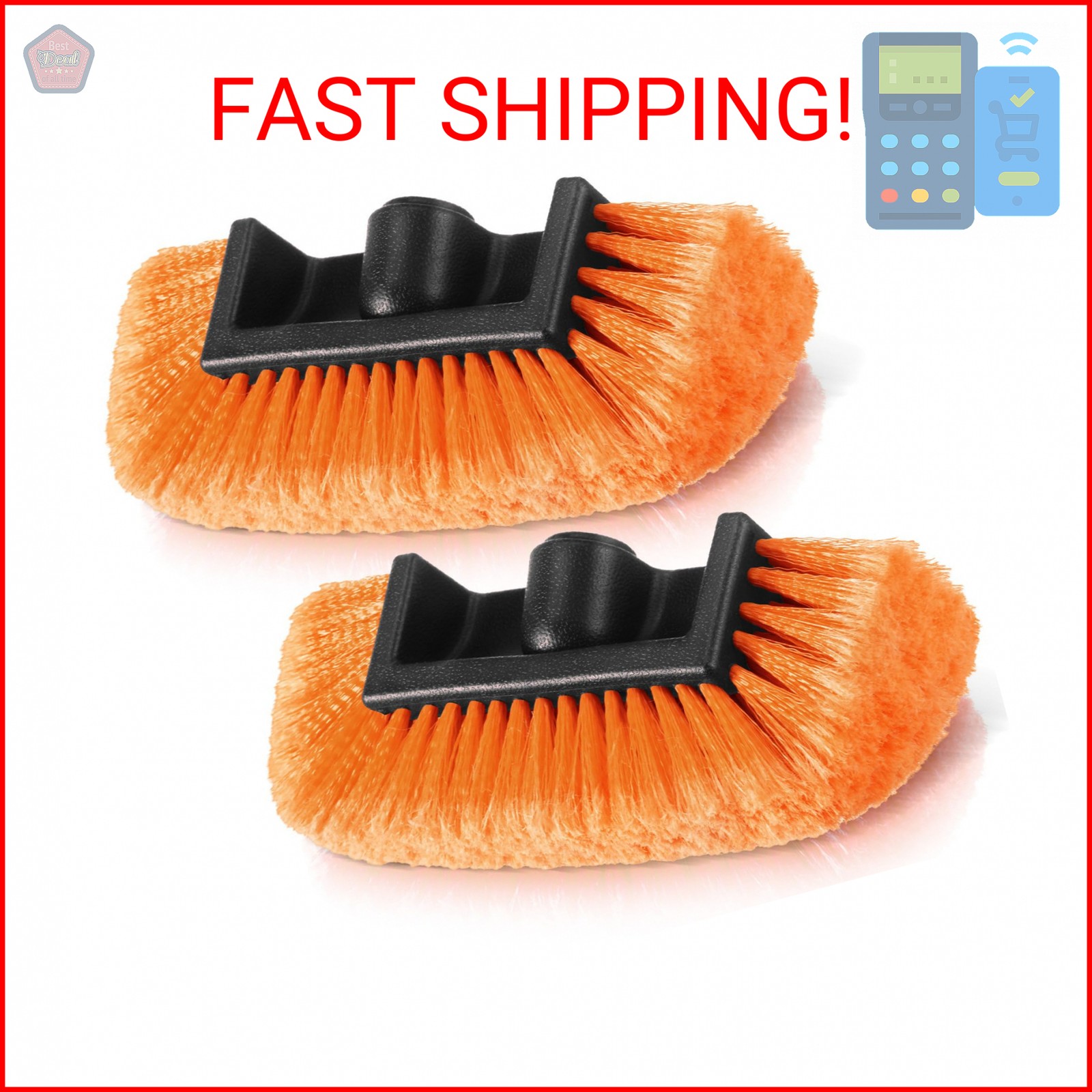 Tanlade 2 Pcs Car Wash Brush Head with Soft Detailing Bristle Flow Thru Car Clea