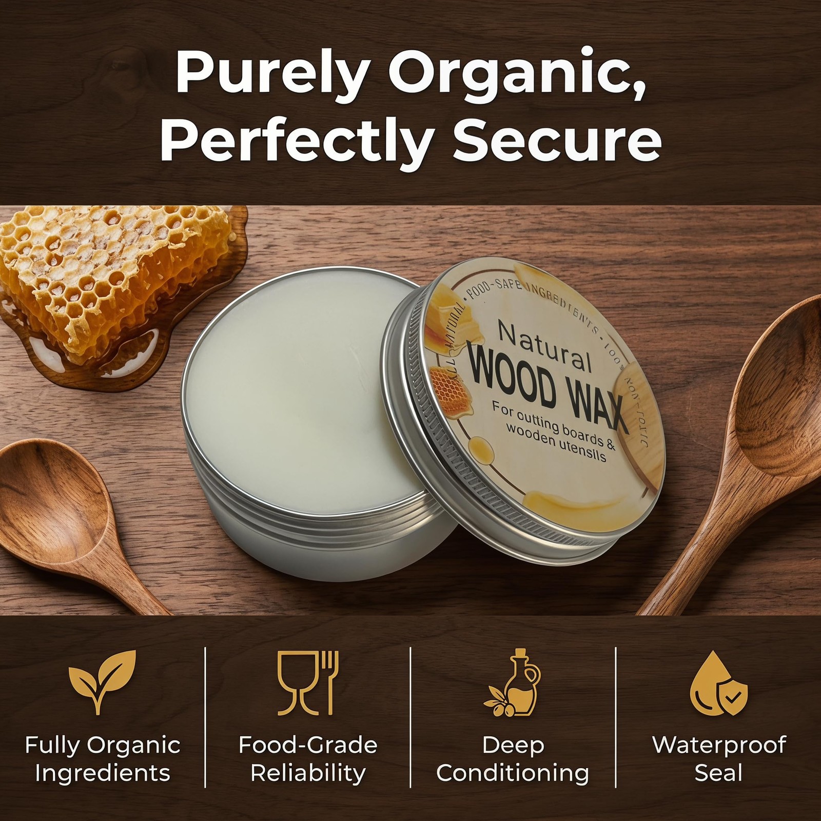 2.82 oz Natural Wood Wax for Cutting Boards, Butcher Blocks, Wooden Spoons an…