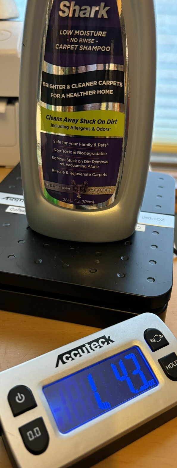 Shark Low Moisture No Rinse Carpet Shampoo 28 oz English Lavender 50% Full