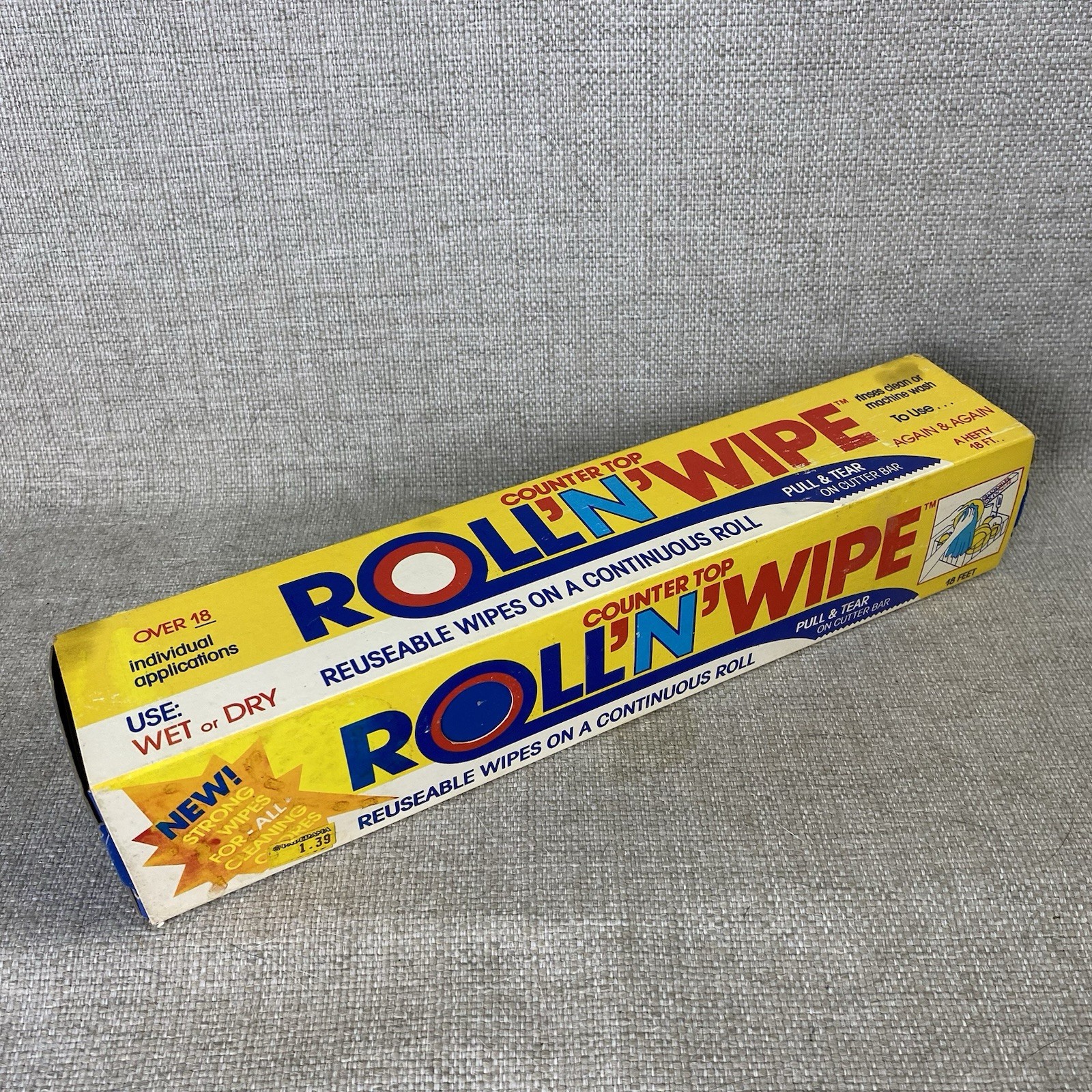Vintage Roll ‘N Wipes Cloths Reusable Towels Handi Wipes 18 feet x 11 3/4″ NOS