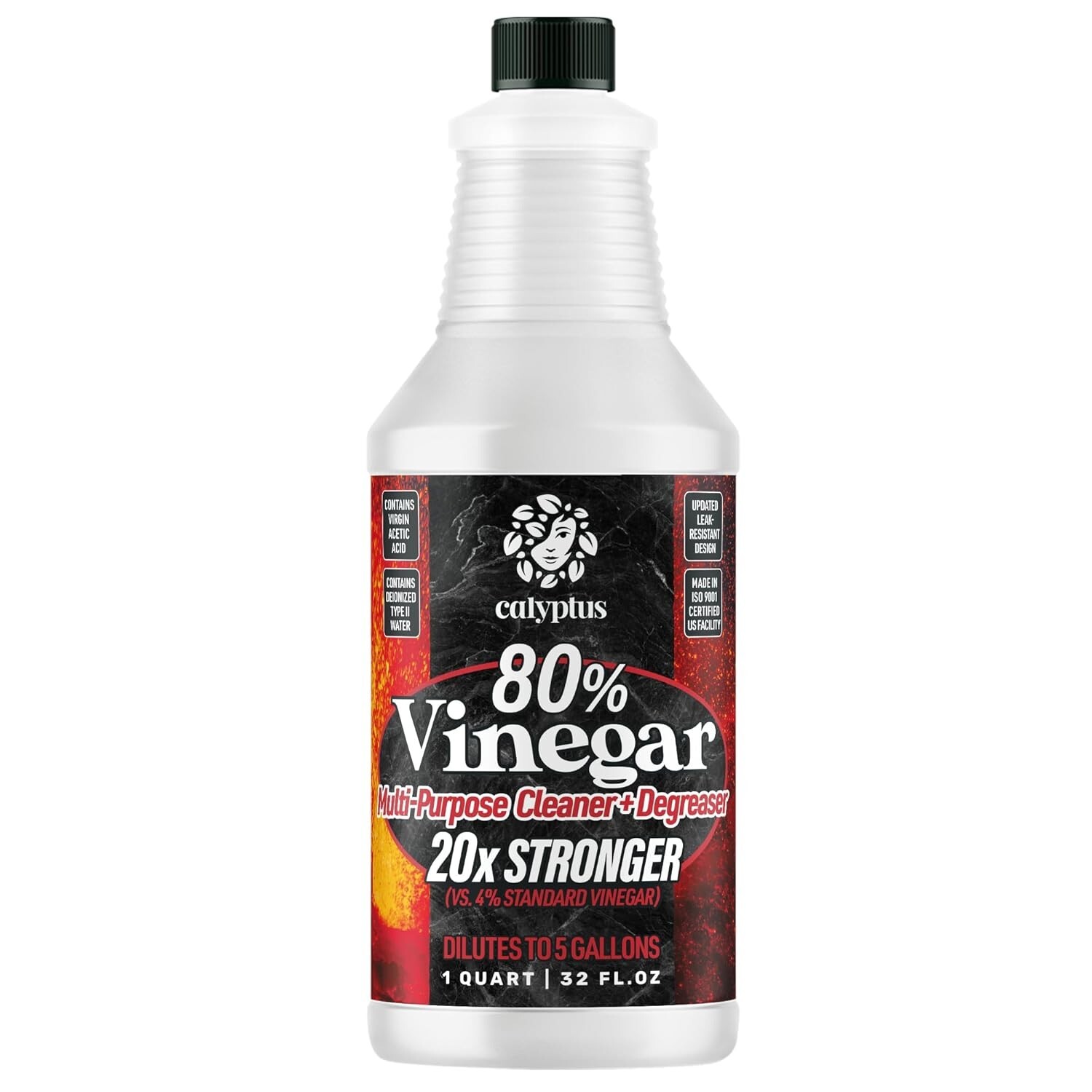 80% Pure Concentrated Vinegar – 32oz Dilutes to 5 Gallons for Powerful Cleaning