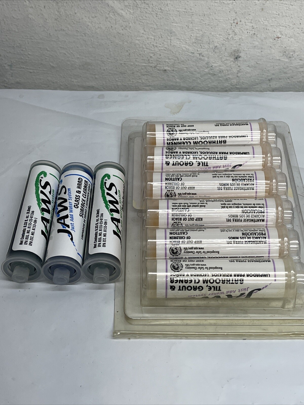 Lot Of 9 Jaws Cleaner Concentrate Capsules 6 Tile/Grout 2 Multi Purpose 1 Glass