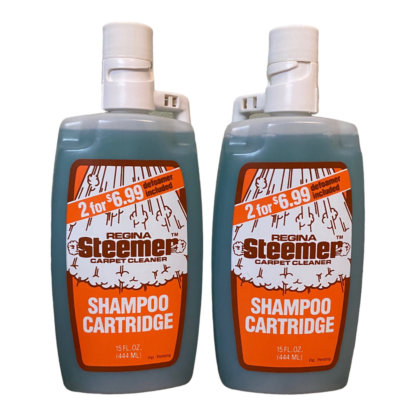 Lot of 2 Vtg Regina Steemer Carpet Cleaner Shampoo Cartridges, 15 Fl Oz, Unused