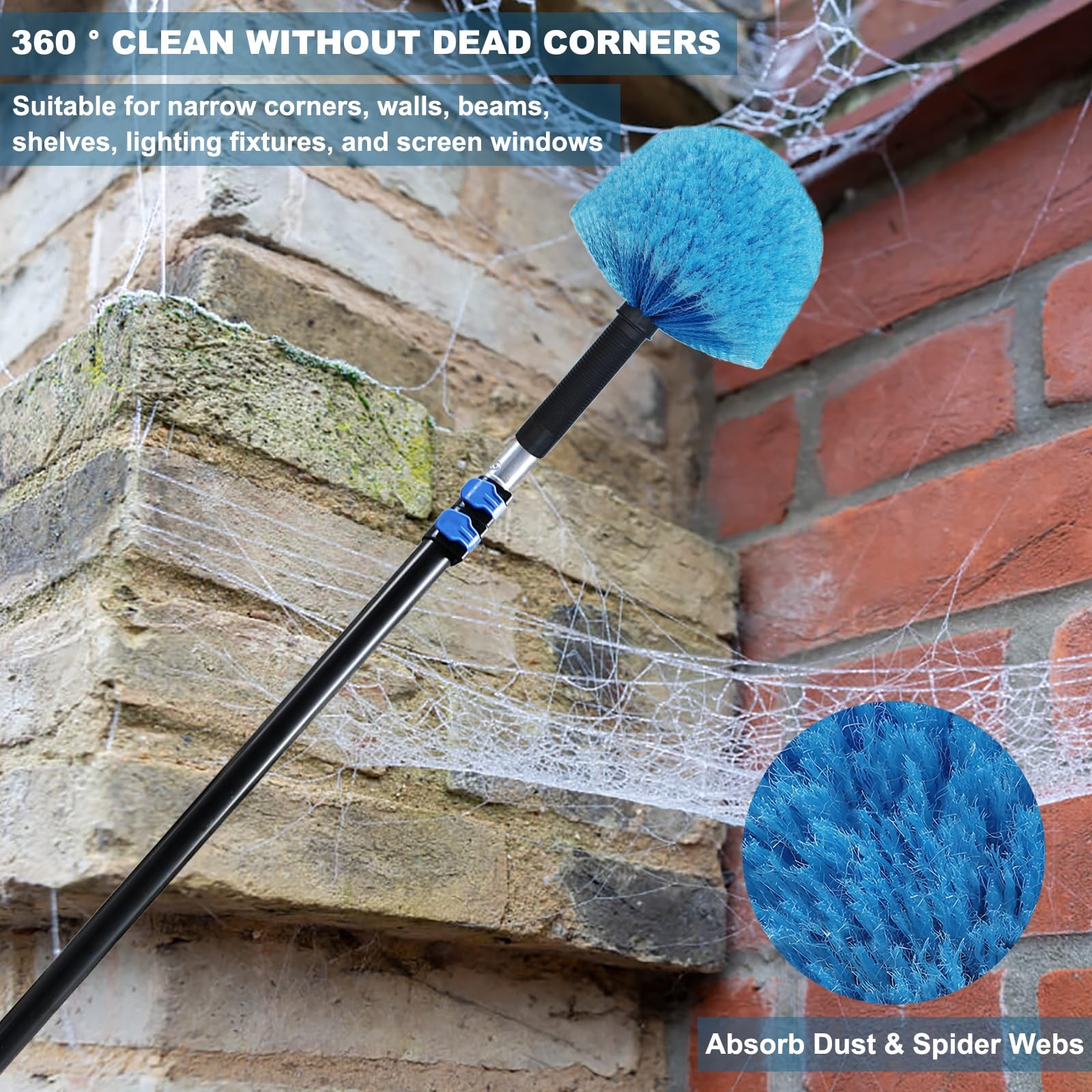 2 Pack Cobweb Duster Head BrushTwistOn Spider Web Brush for Outdoor & Indoor …