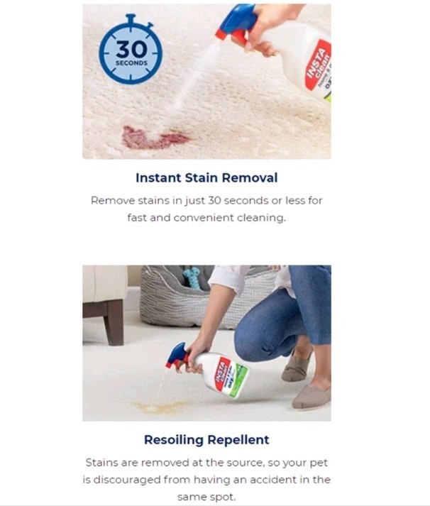 InstaClean Stain-Removing Cleaner Home & Auto 32 oz with 80 fl. oz. Refill-New