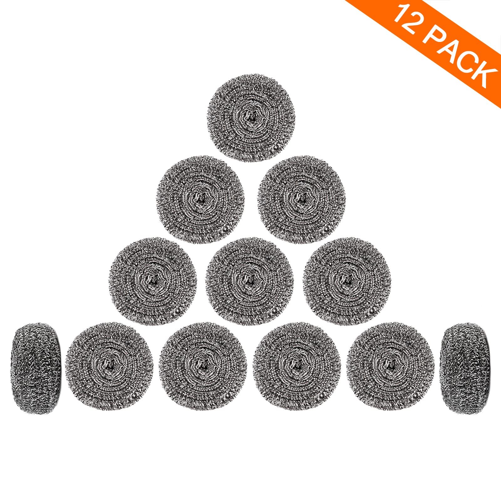 12Pack Upgraded Steel Wool Scrubbers – Premium Stainless Steel Scrubber, Metal S