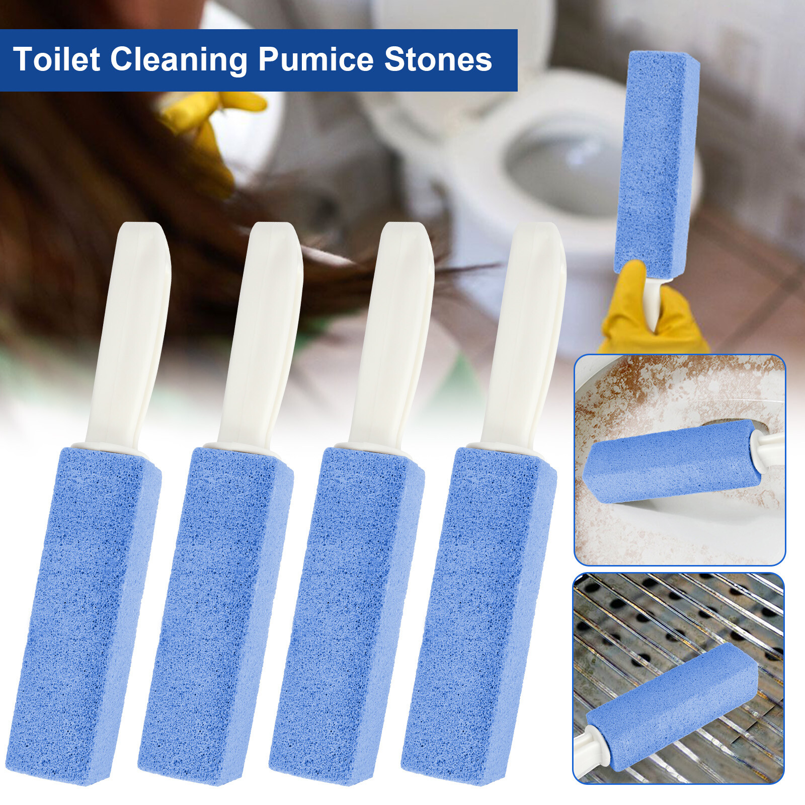 4pcs Pumice Stone Cleaner Scouring Toilet Bathroom Heavy Duty Stain Remover Tool